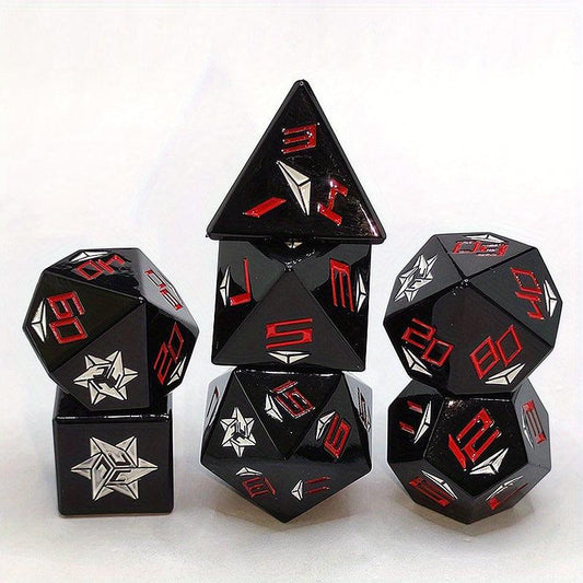 7-Piece Metal Dice Set with Golden Numbers