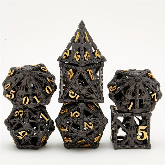 7pcs Hollow Ghost Hand Skull Metal Dice Set for Halloween Decoration