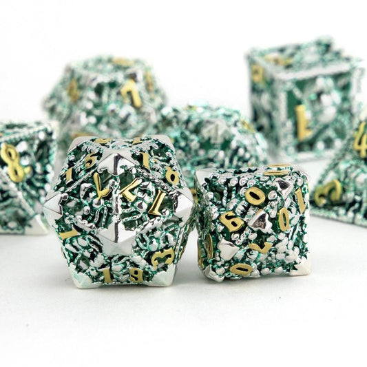 7pcs Silvery Green Octopus Metal Dice Set for Board Game
