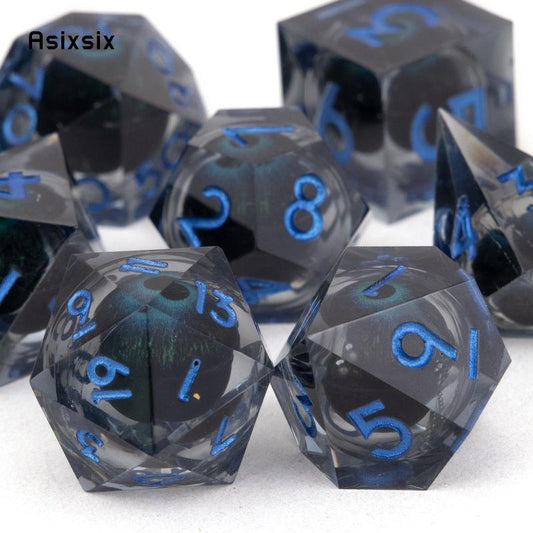 7pcs Resin Flowing Eyes Polyhedral Dice Set for Board Game
