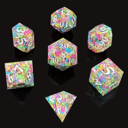 Liquid Core Dice Set Sharp Resin Metal 7 Dice Set