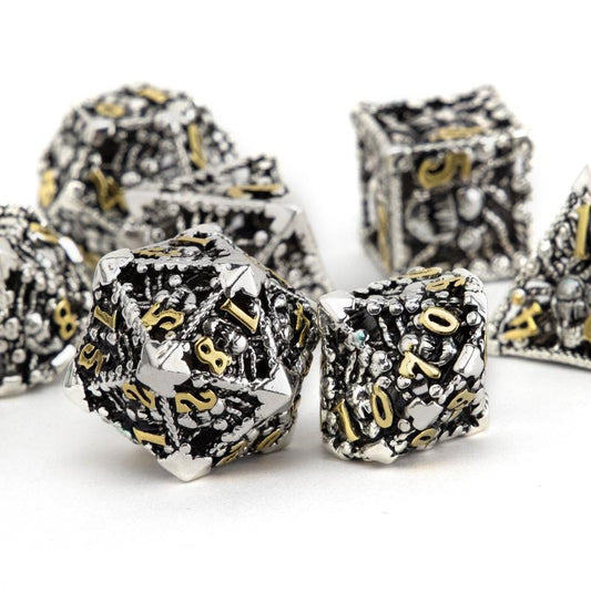 7pcs Silvery Golden Octopus Metal Polyhedral Dice Set