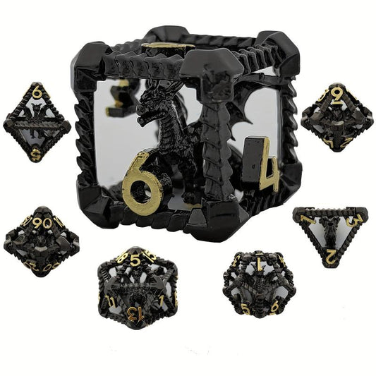 7pcs Metal Hollow Dragon Dice Set for Board Game Gift