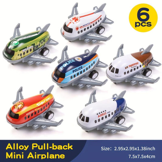6pcs Alloy Mini Aircraft Diecast Planes, Pullback Mechanism, Jet Plane Toys