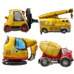 4pcs Construction Truck Vehicle Balloon Set Fun Holiday