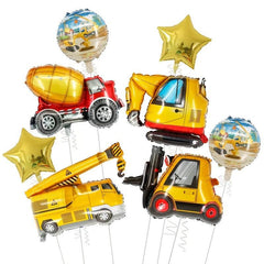 4pcs Construction Truck Vehicle Balloon Set Fun Holiday