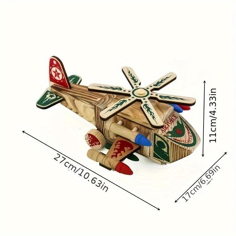 Hot Battle Wolf Helicopter Model Wooden Simulation Aircraft Toy Gift