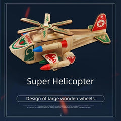 Hot Battle Wolf Helicopter Model Wooden Simulation Aircraft Toy Gift