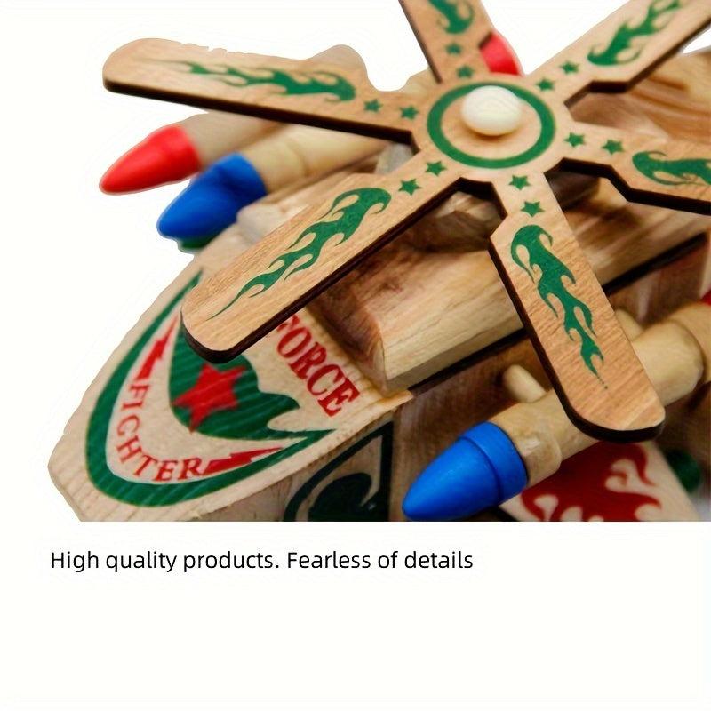 Hot Battle Wolf Helicopter Model Wooden Simulation Aircraft Toy Gift