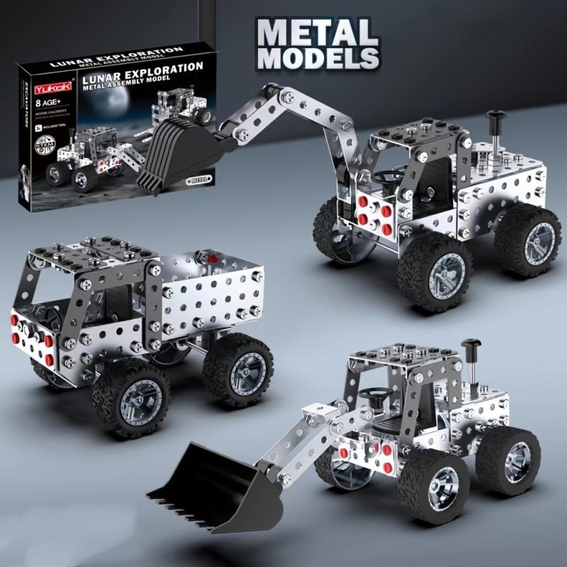 3D Metal Assembly Engineering Car Toy Model Building Block Children's Excavator