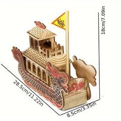 Wooden Dragon Boat Model Music Box Creative Toy