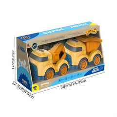 Friction Drive Toy Car Set Construction Site Mixer Truck