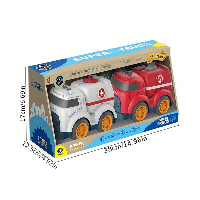 Friction Drive Toy Car Set Construction Site Mixer Truck