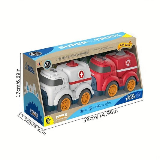 Friction Drive Toy Car Set Construction Site Mixer Truck