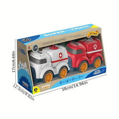 Friction Drive Toy Car Set Construction Site Mixer Truck