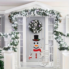 Christmas Door Sticker Felt Snowman Clings Removable Decals Window