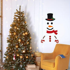 Christmas Door Sticker Felt Snowman Clings Removable Decals Window