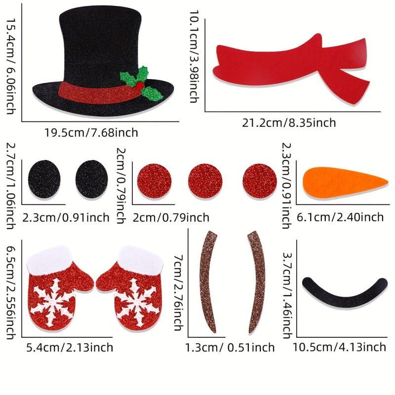 Christmas Door Sticker Felt Snowman Clings Removable Decals Window