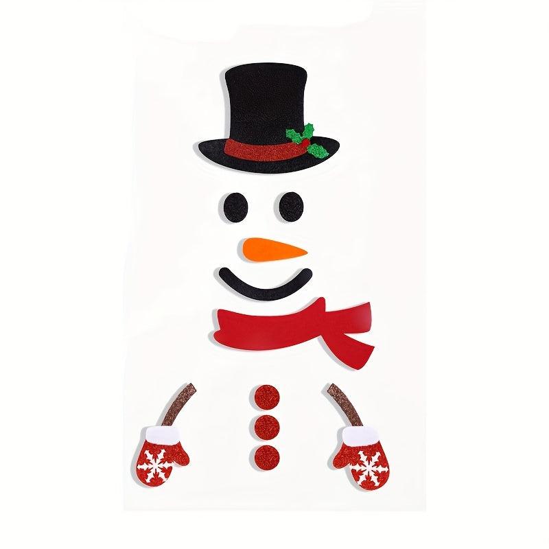 Christmas Door Sticker Felt Snowman Clings Removable Decals Window