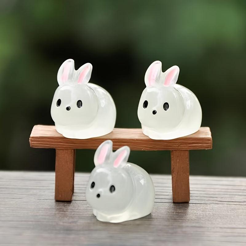 3pcs Luminous Rabbit Resin Doll Set