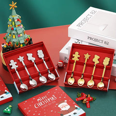 Christmas Stainless Steel Tableware Spoon Set Cartoon Holiday