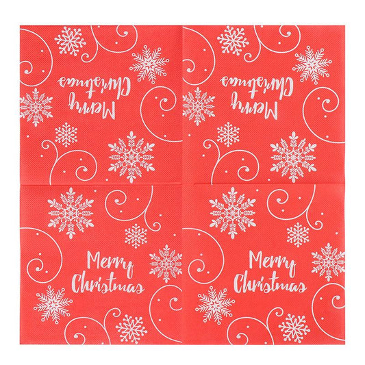 20pcs Christmas Red Snowflake Printed Napkins Holiday Party Supplies