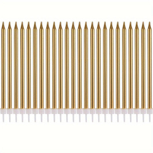 Metal Golden Happy Birthday Candle Holder 24pcs