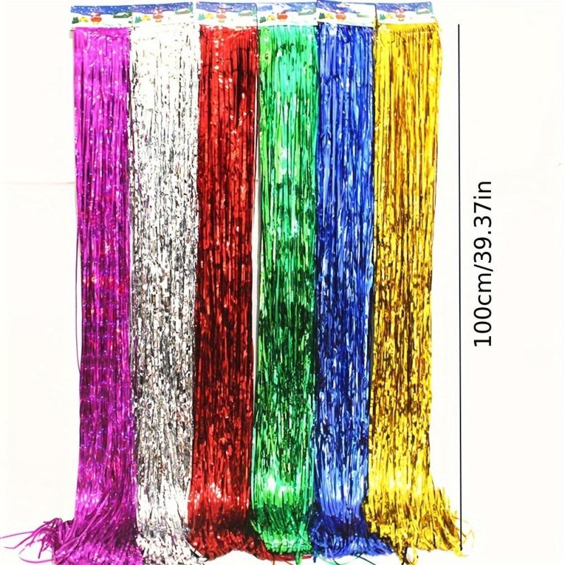 Christmas Foil Fringe Curtains Red Green Tinsel Party Photo Backdrop