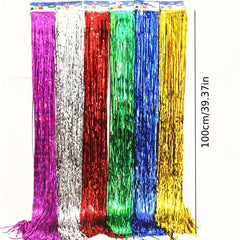 Christmas Foil Fringe Curtains Red Green Tinsel Party Photo Backdrop