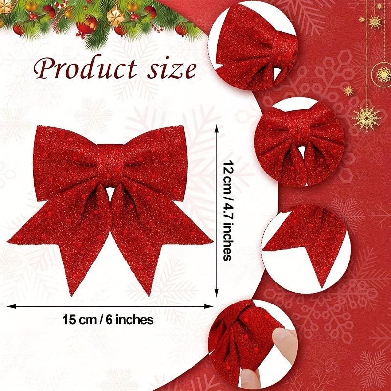 2pcs Christmas Bow Pendants Pearl Golden Pink Xmas Tree Hanging Ornaments