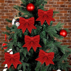 2pcs Christmas Bow Pendants Pearl Golden Pink Xmas Tree Hanging Ornaments