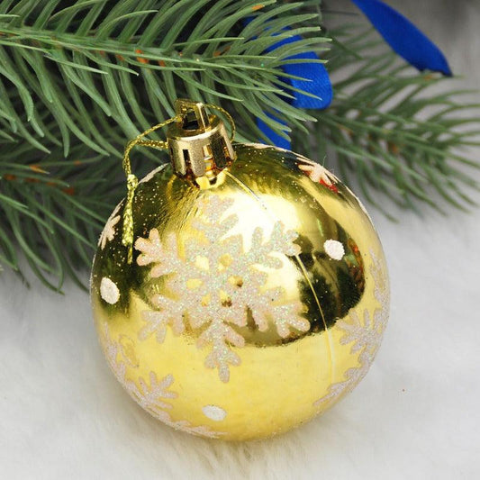6pcs Christmas Decorative Ball Snowflake Pattern Christmas Ball