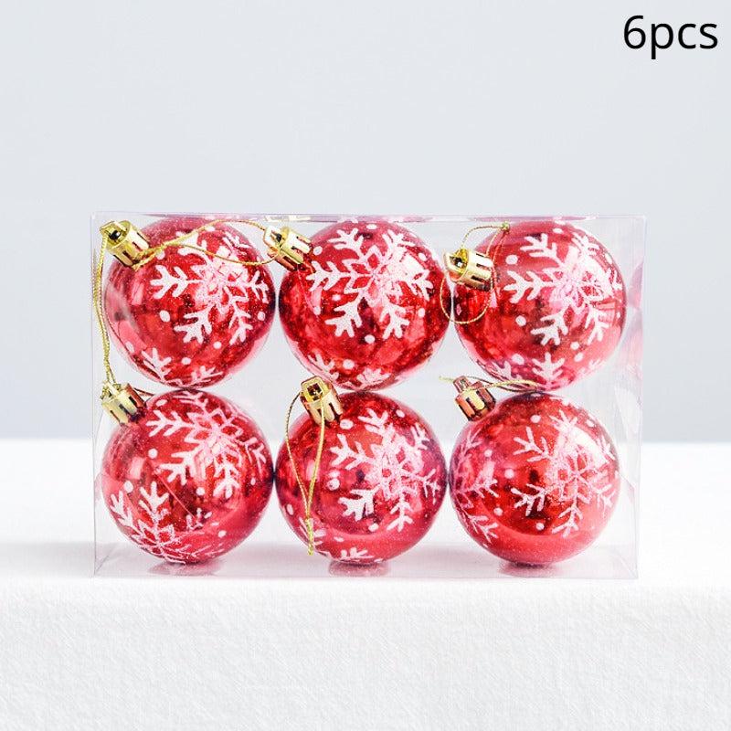 6pcs Christmas Decorative Ball Snowflake Pattern Christmas Ball