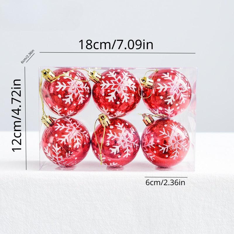 6pcs Christmas Decorative Ball Snowflake Pattern Christmas Ball