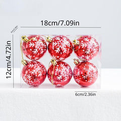 6pcs Christmas Decorative Ball Snowflake Pattern Christmas Ball