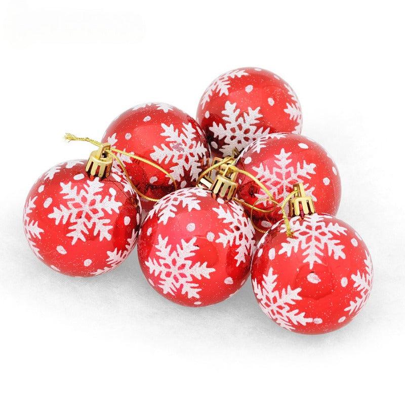 6pcs Christmas Decorative Ball Snowflake Pattern Christmas Ball