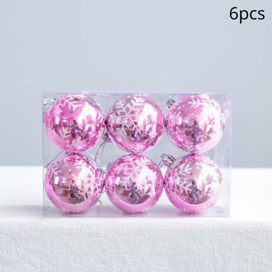 6pcs Christmas Decorative Ball Snowflake Pattern Christmas Ball