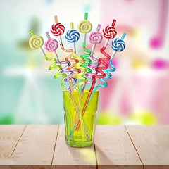 4pcs Candy Reusable Plastic Straws Colored Party Drinking Straws