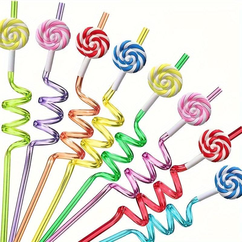 4pcs Candy Reusable Plastic Straws Colored Party Drinking Straws