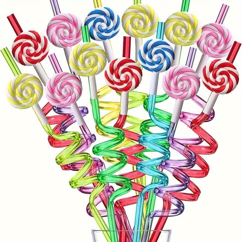 4pcs Candy Reusable Plastic Straws Colored Party Drinking Straws