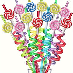 4pcs Candy Reusable Plastic Straws Colored Party Drinking Straws