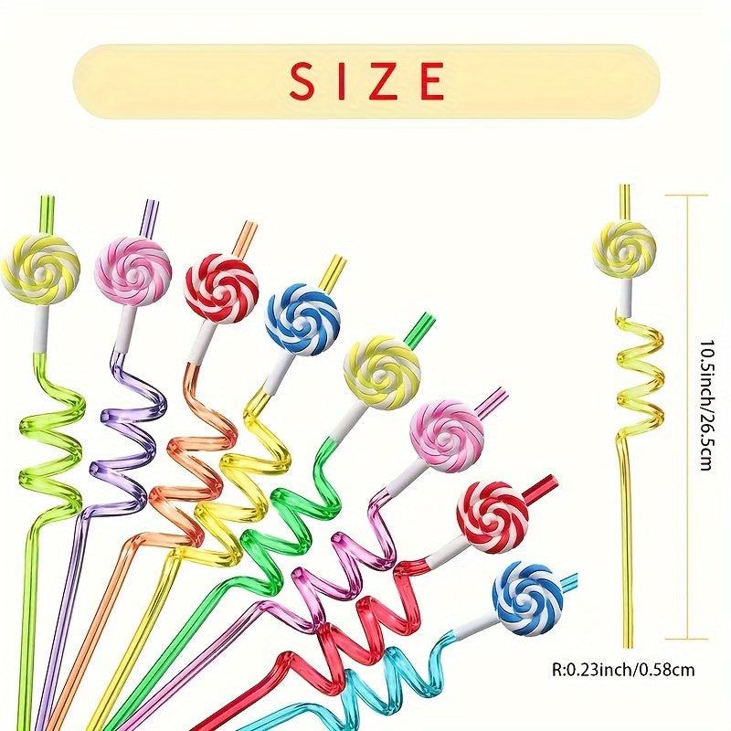 4pcs Candy Reusable Plastic Straws Colored Party Drinking Straws