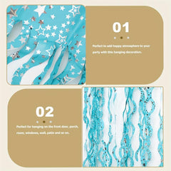 2pcs Wave Tinsel Foil Fringe Curtain Star Print Mermaid Wedding Birthday