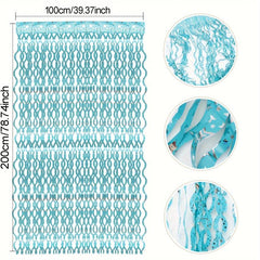 2pcs Wave Tinsel Foil Fringe Curtain Star Print Mermaid Wedding Birthday