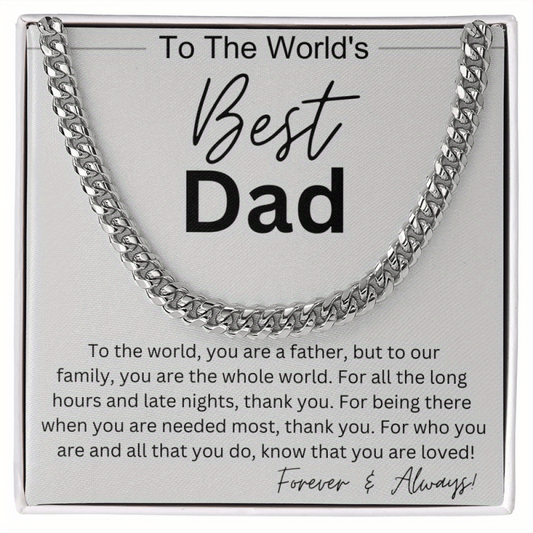 Father's Gift Silvery Cuban Necklace Retro Stainless Steel