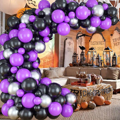 92pcs Purple & Silver Balloon Arch Garland Kit for Halloween Birthday Party
