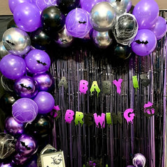 92pcs Purple & Silver Balloon Arch Garland Kit for Halloween Birthday Party