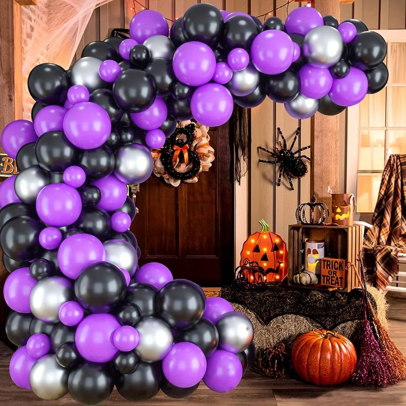 92pcs Purple & Silver Balloon Arch Garland Kit for Halloween Birthday Party