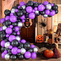 92pcs Purple & Silver Balloon Arch Garland Kit for Halloween Birthday Party