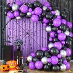92pcs Purple & Silver Balloon Arch Garland Kit for Halloween Birthday Party